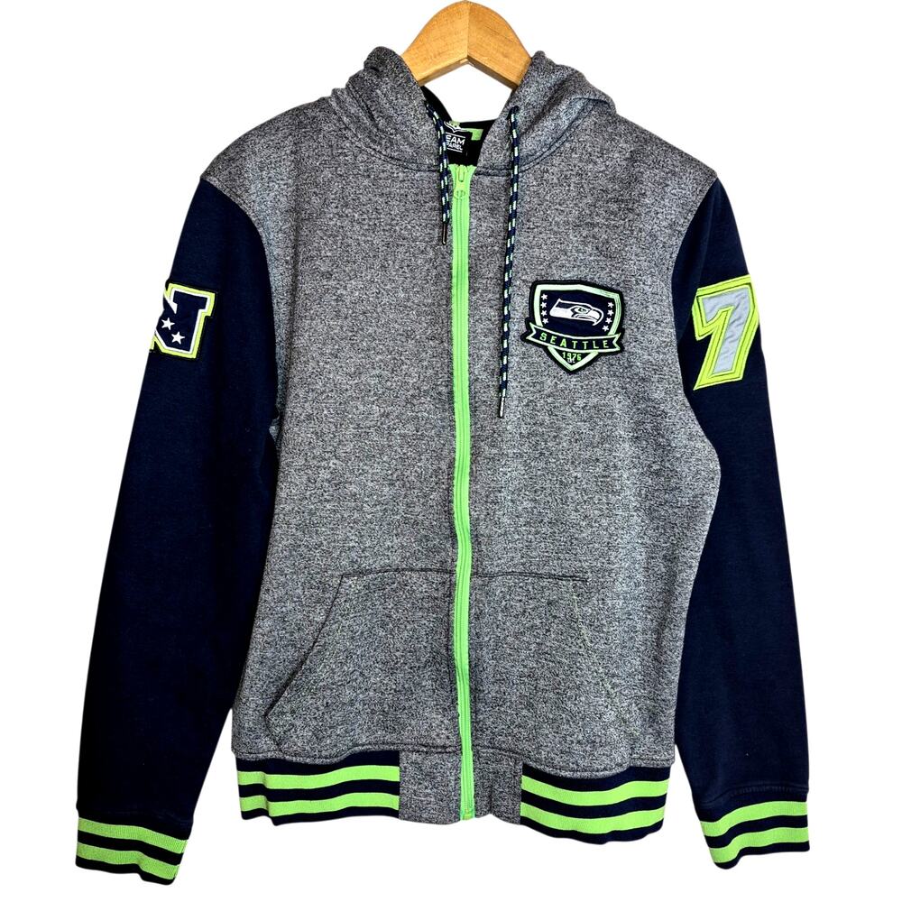 Team Apparel Seattle Seahawks Ultra Game NFL Full Zip Hooded Graphic Sweatshirt